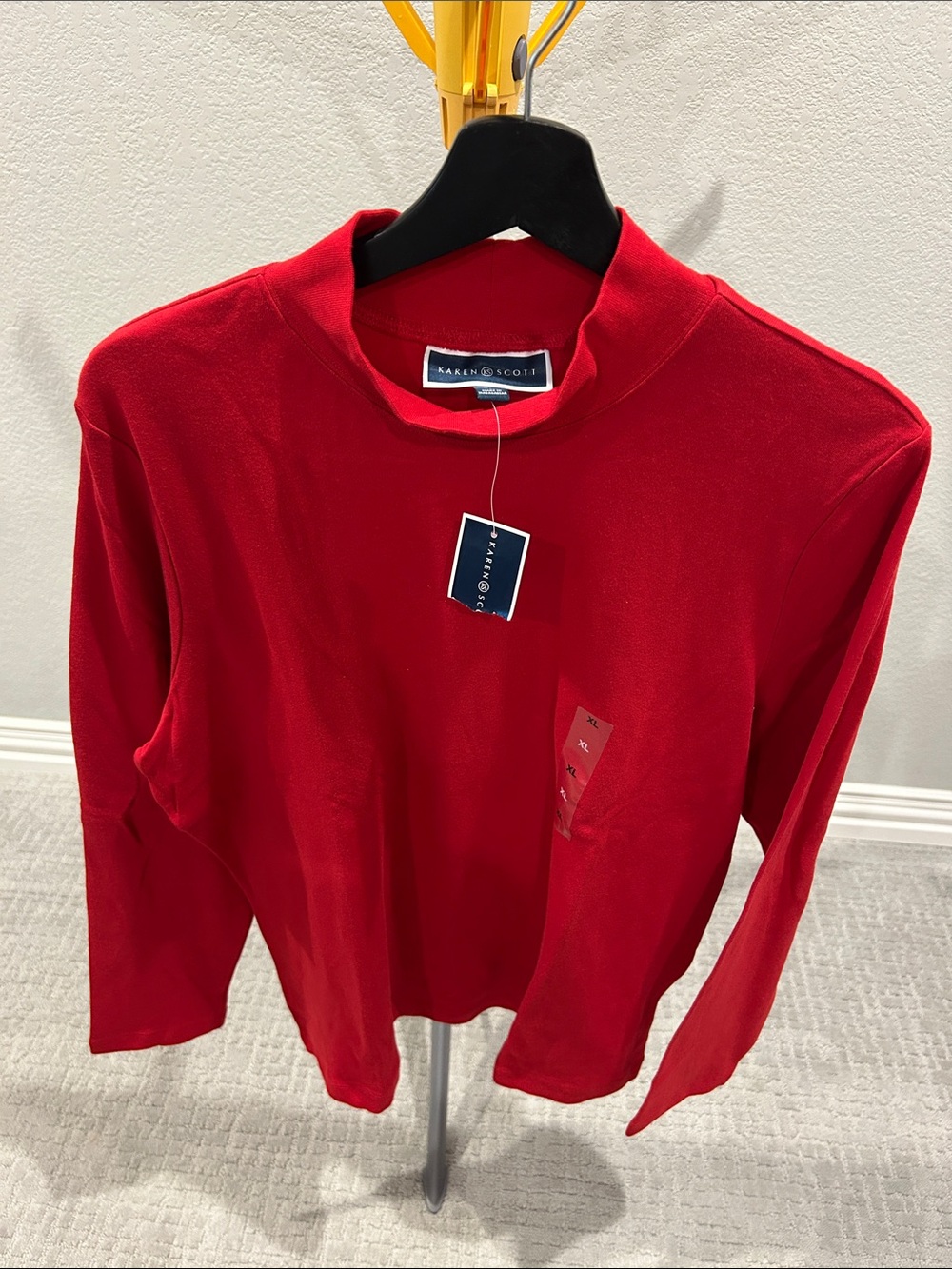 Karen Scott Red Mock Neck Sweater Top